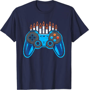 Hanukkah Video Game Chanukah Jewish Gamer Boys Kids T-Shirt - T-Shirt | Navy