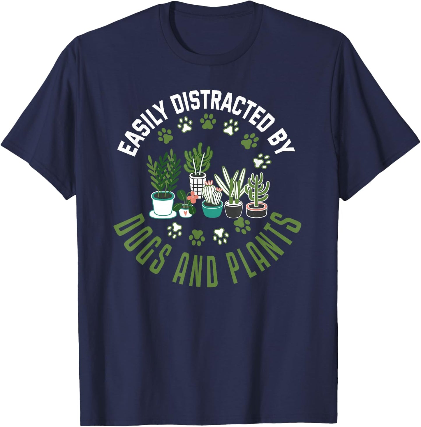 Plants and Dogs Funny Plant Lover Dog Lover Plant T-Shirt - T-Shirt | Navy
