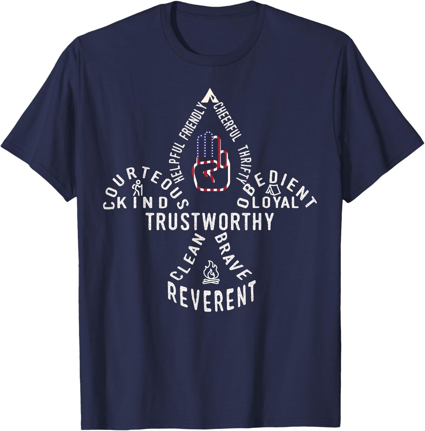 USA Scouting | American Flag Scouting Law T-Shirt - T-Shirt | Navy