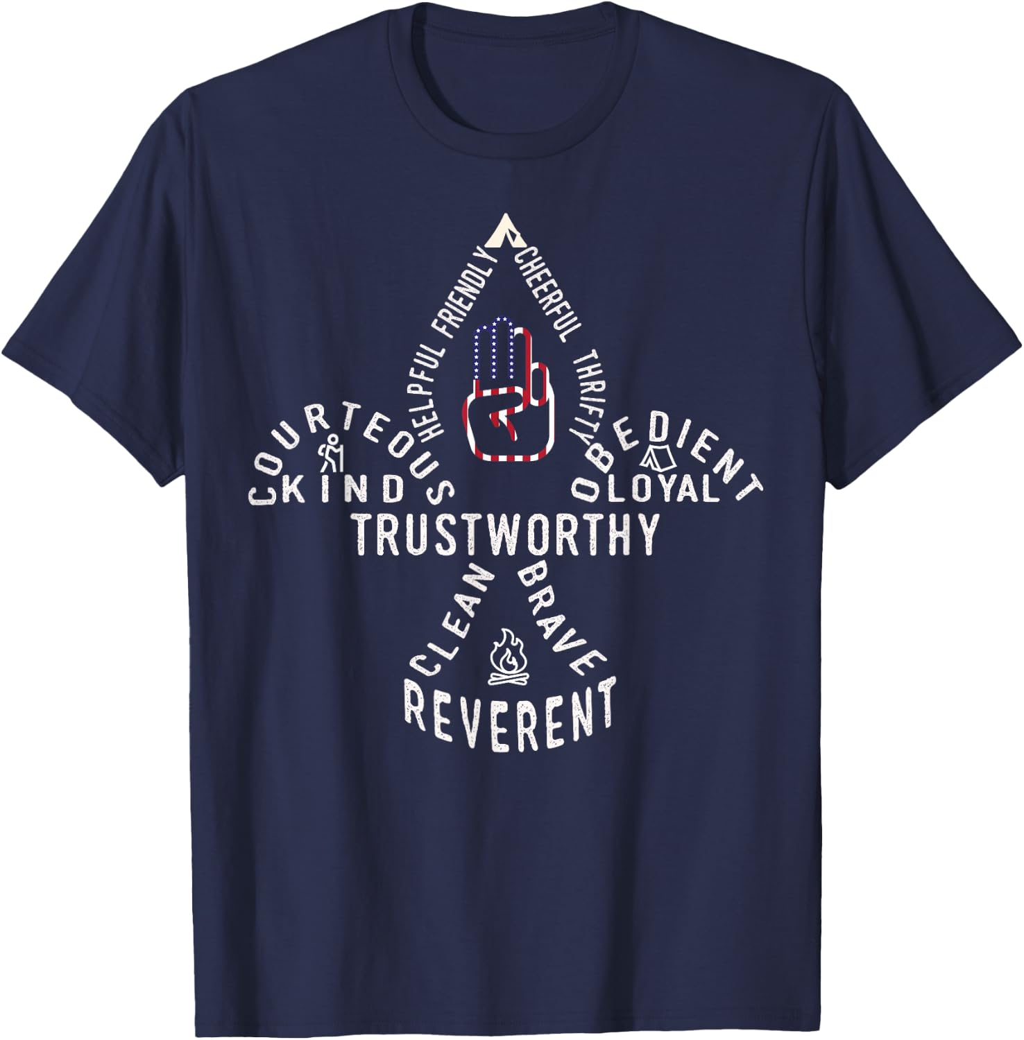 USA Scouting | American Flag Scouting Law T-Shirt - T-Shirt | Navy