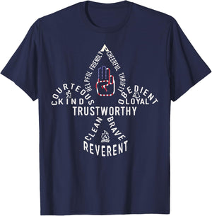 USA Scouting | American Flag Scouting Law T-Shirt - T-Shirt | Navy