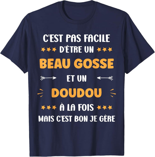 First Name Super Doudou Humour Beau gosse Doudou , Black, S T-Shirt - T-Shirt | Navy