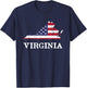 Virginia Map State American Flag 4th Of July Pride Kids Men T-Shirt - T-Shirt | Navy