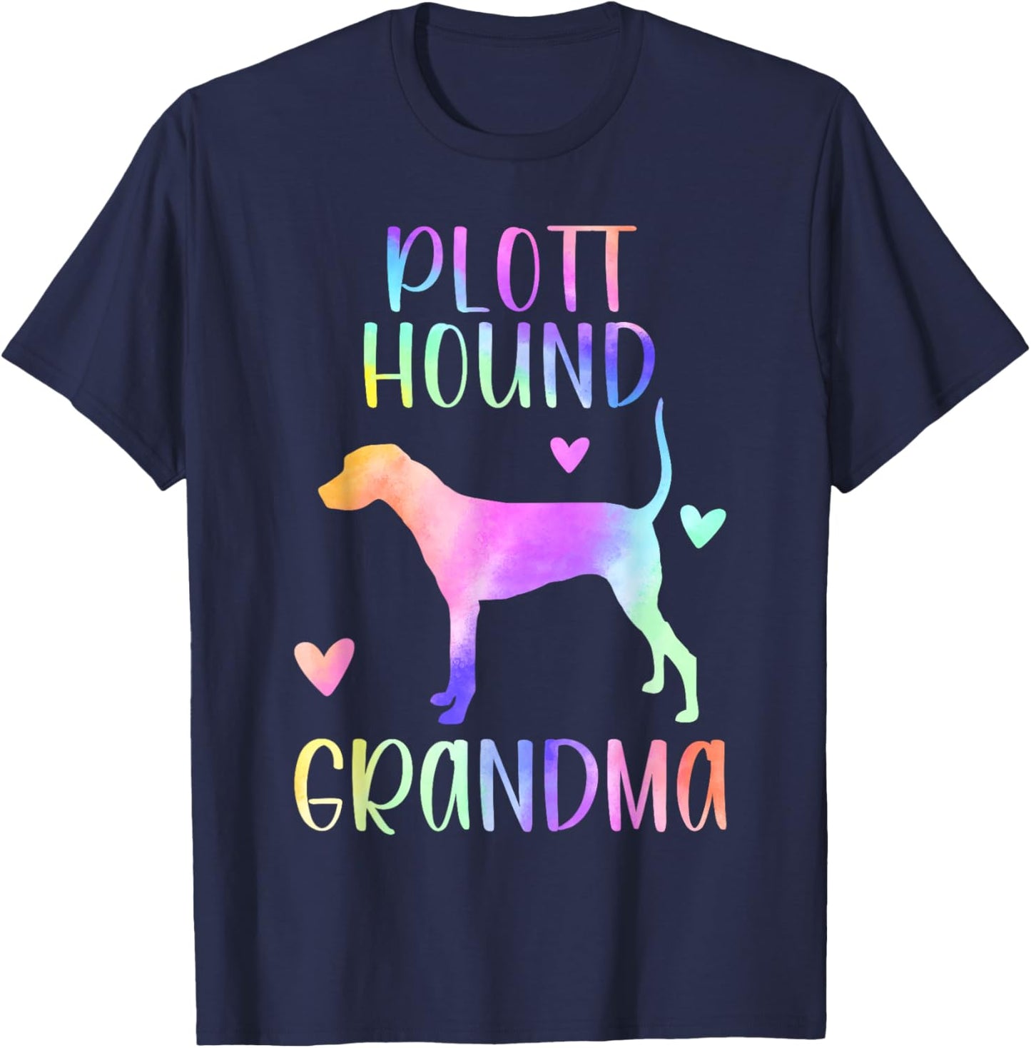 Plott Hound Grandma Plott Hound Nana Rainbow Watercolor T-Shirt - T-Shirt | Navy