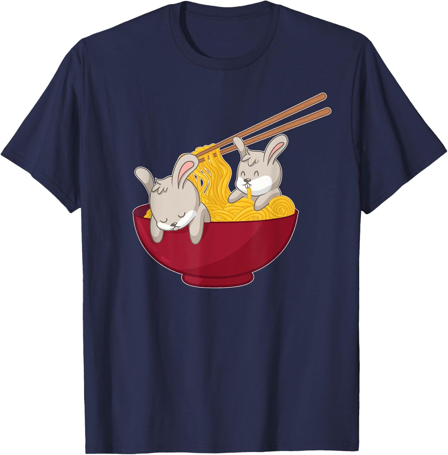 Kawaii Anime Japanese Ramen Noodles Bunny Rabbit Gift T-Shirt - T-Shirt | Navy