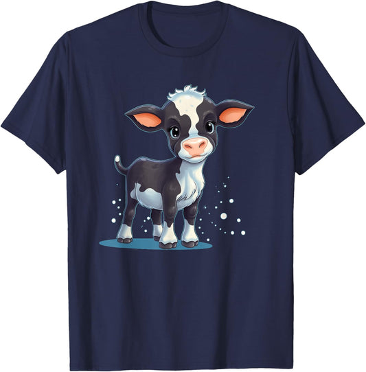 Cute Calf Face for sweet Cow Baby Lovers T-Shirt - T-Shirt | Navy