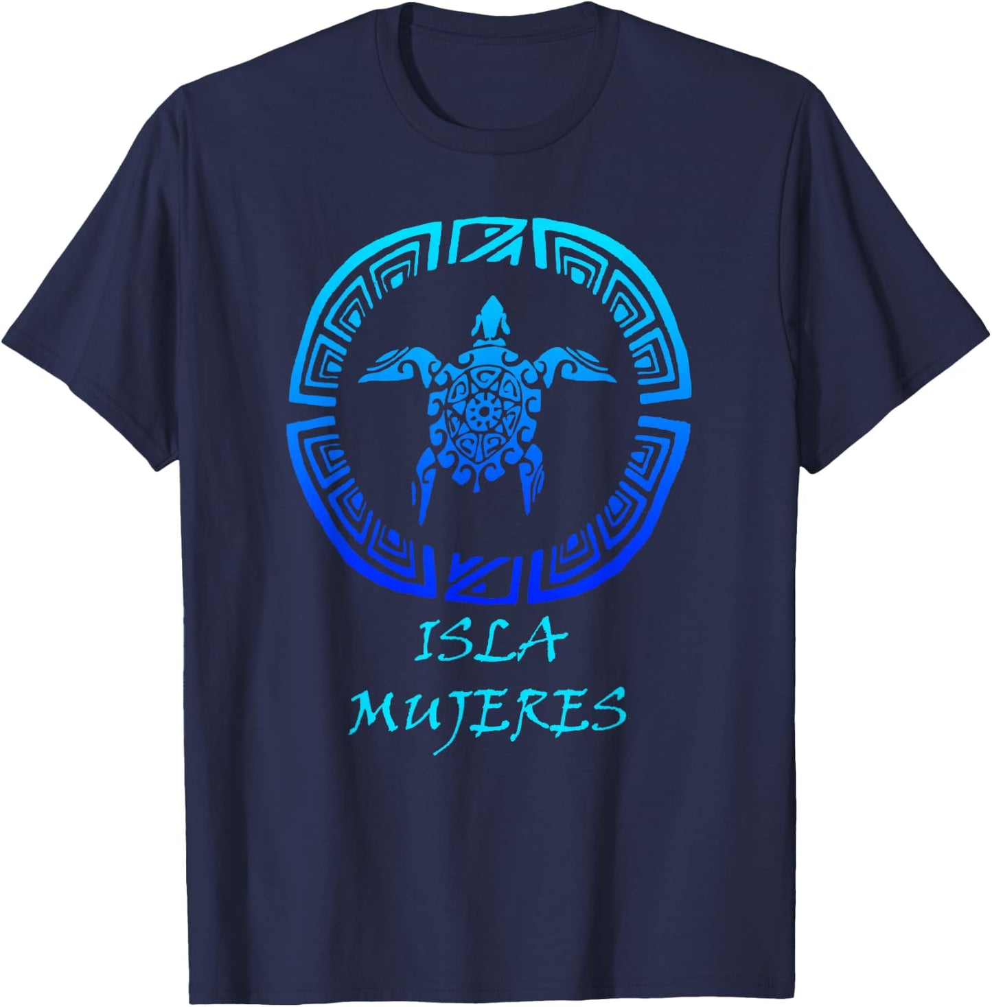 Isla Mujeres, Caribbean Vintage Retro Tribal Turtle Vacation T-Shirt - T-Shirt | Navy