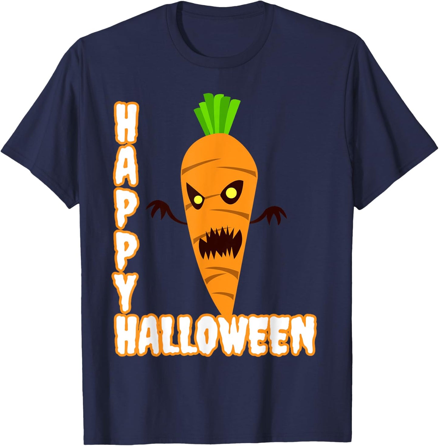 Scary Carrot Happy Halloween Men Women Boys Girls T-Shirt - T-Shirt | Navy