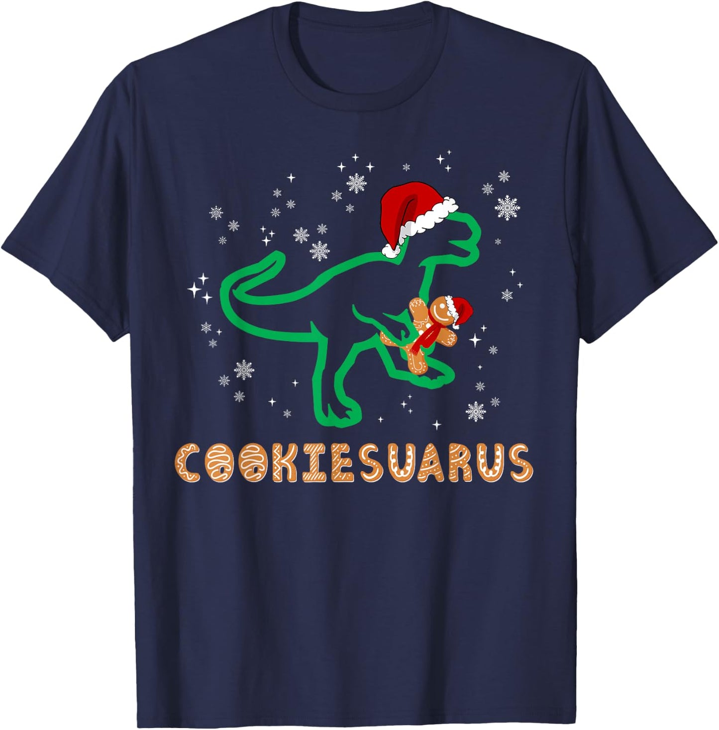 Cookiesaurus Christmas Dinosaur Rex Sugar Cookie T-Shirt - T-Shirt | Navy