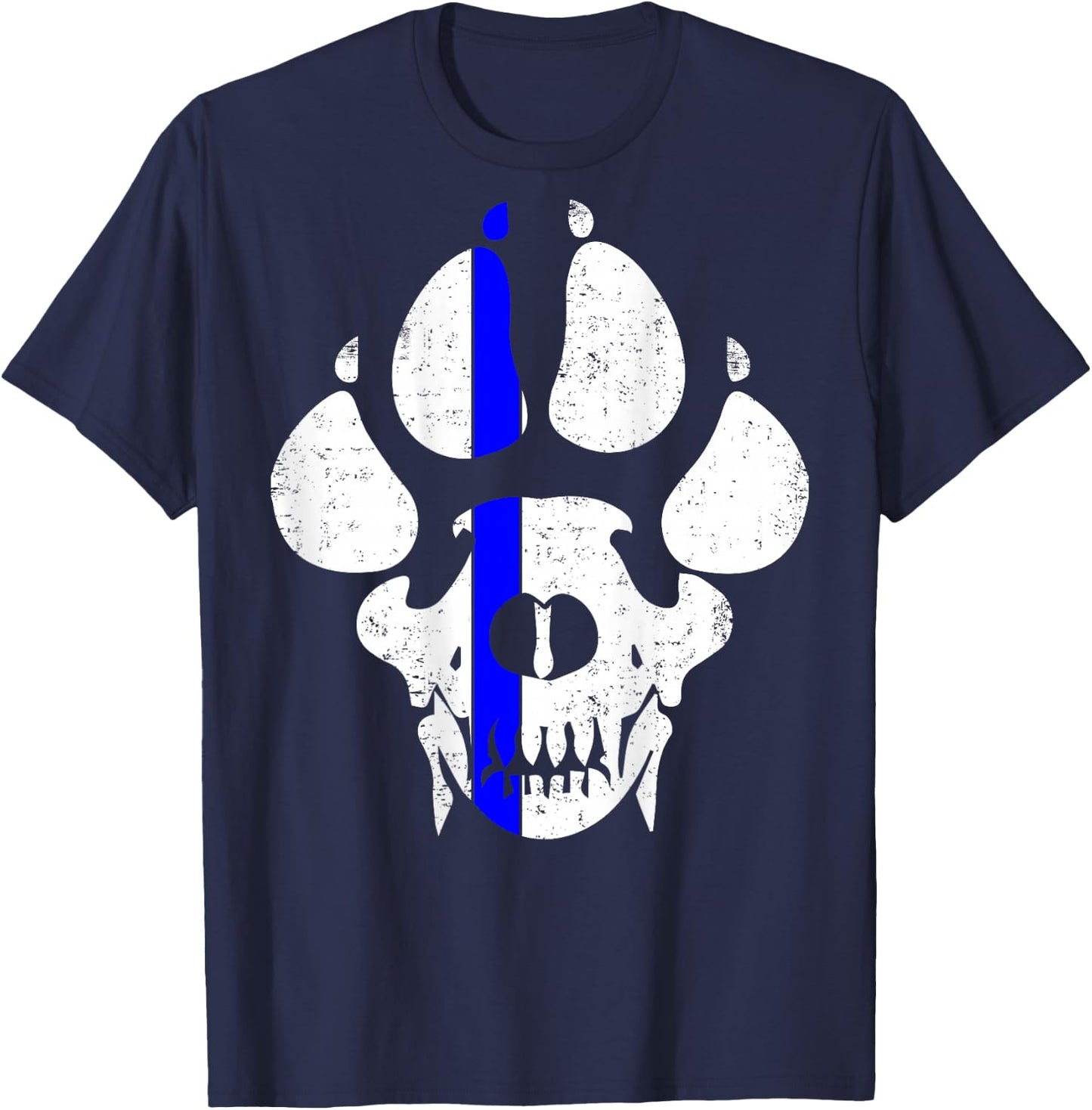 K9 Police Officer Police Dog Paw Skull Law Enforcement T-Shirt - T-Shirt | Navy