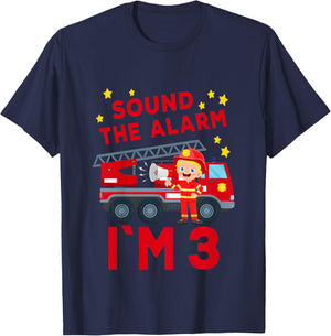 Kids Firefighter 3rd Birthday Fire Truck 3 birthday T-Shirt - T-Shirt | Navy