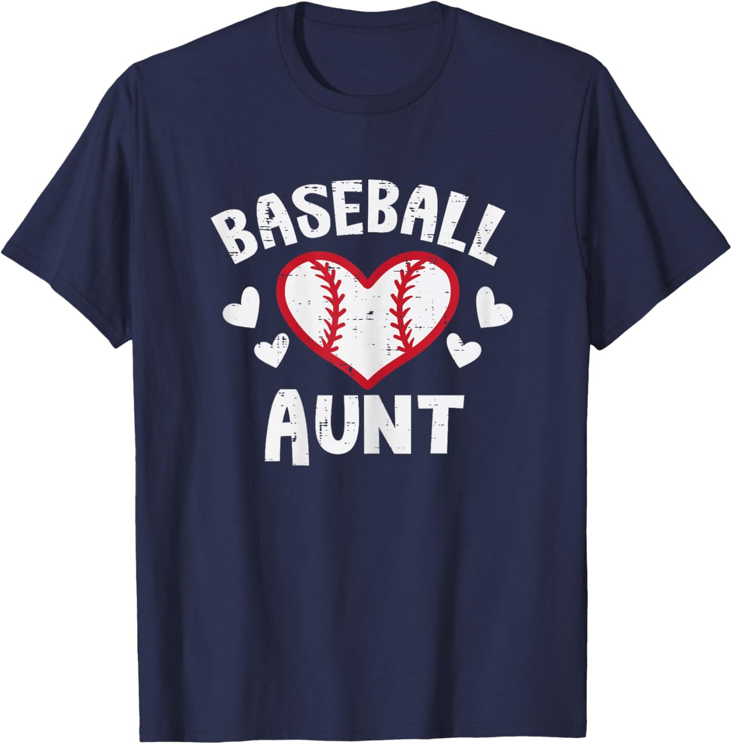 Baseball Aunt Heart Family Matching Aunty Auntie Women T-Shirt - T-Shirt | Navy