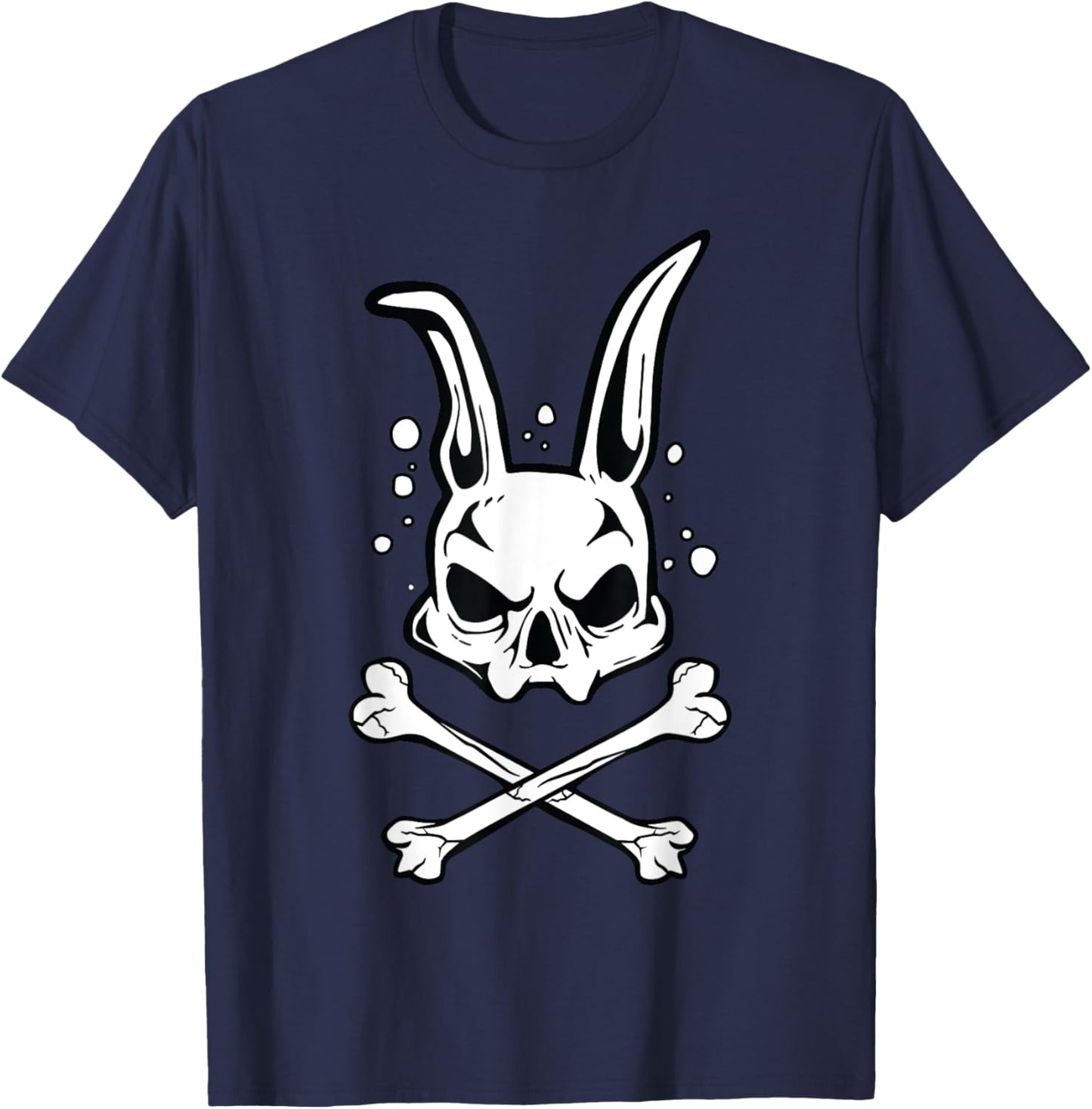 Scary Skull And Crossbones Bad Rabbit Horror Bunny Halloween T-Shirt - T-Shirt | Navy