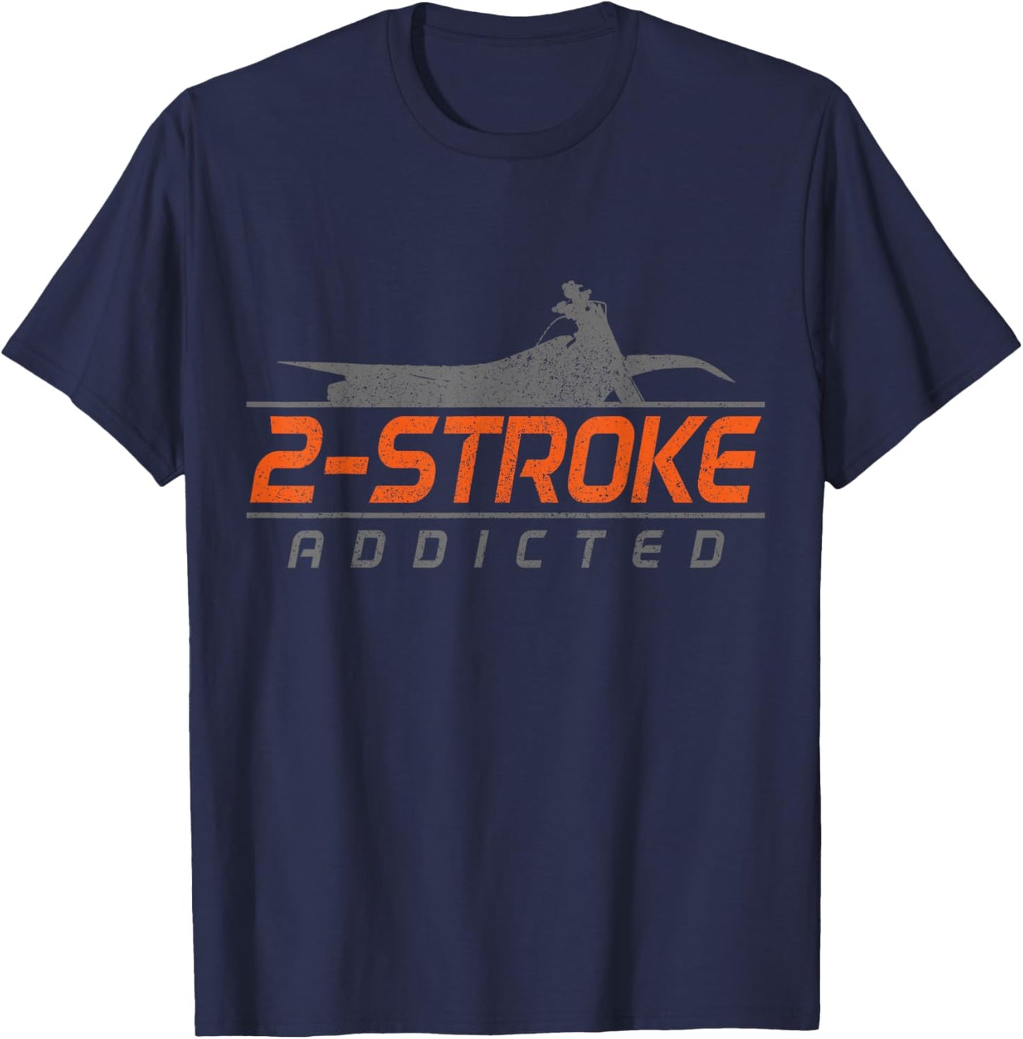 Motocross 2-Stroke Addict Vintage Biker Motorcycle Dirt Bike T-Shirt - T-Shirt | Navy