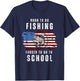 Born To Go Fishing Forced To Go To School USA Flag T-Shirt - T-Shirt | Navy