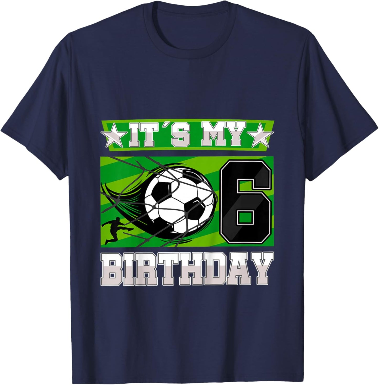 Soccer Birthday Party - 6th Birthday Boy 6 Years Old T-Shirt - T-Shirt | Navy