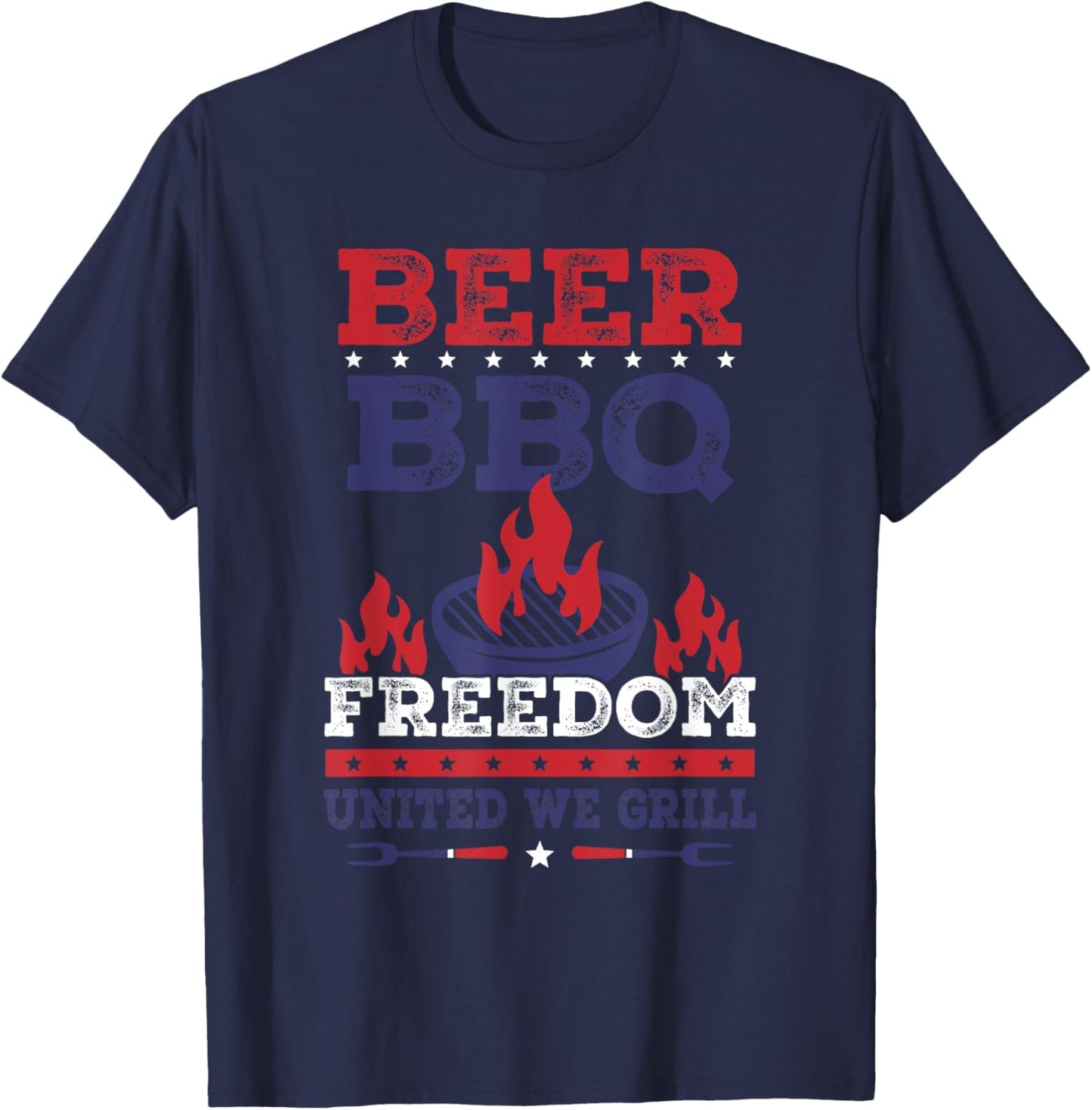 Beer BBQ Freedom United We Grill Apparel T-Shirt - T-Shirt | Navy