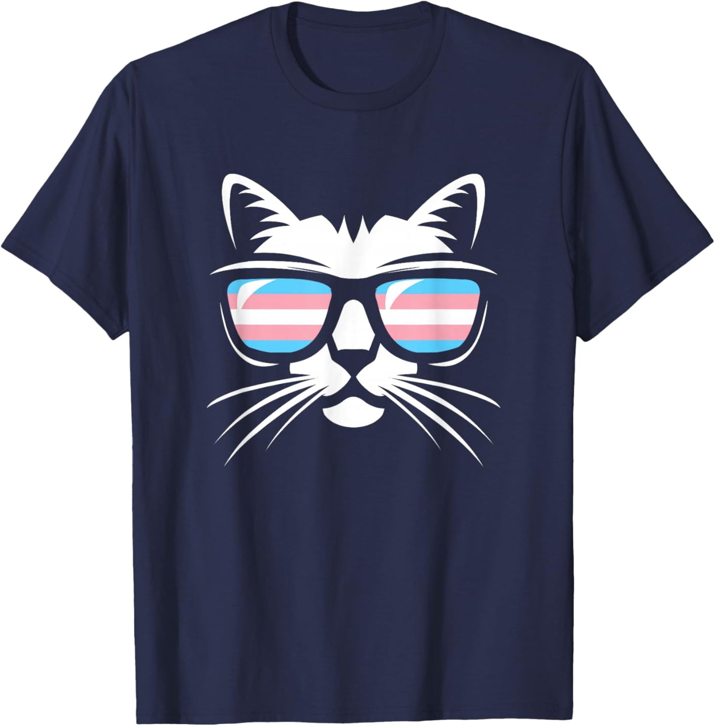 Transgender Pride Cat Support Trans Community T-Shirt - T-Shirt | Navy