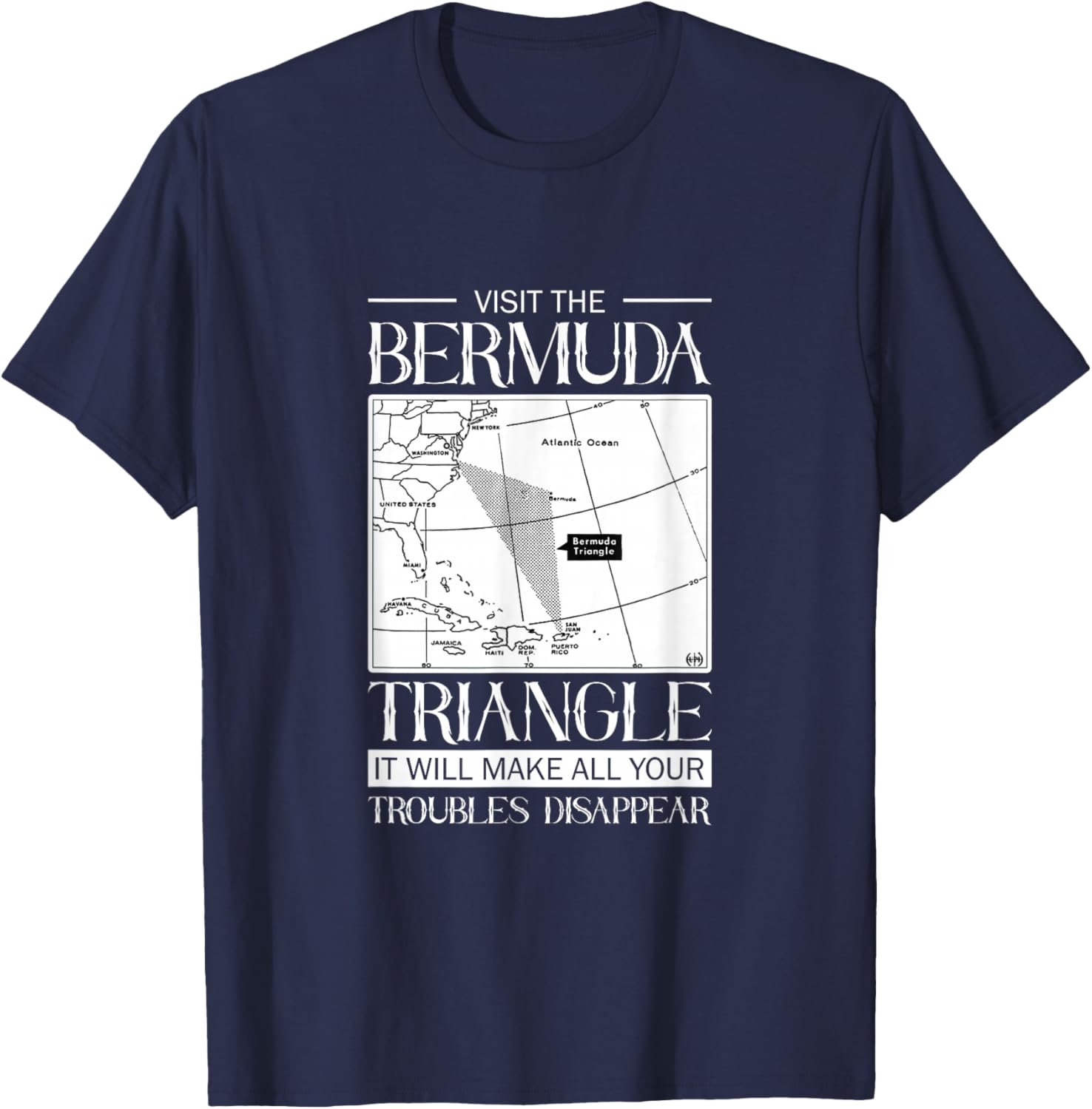 Visit The Bermuda Triangle Water Ocean Triangle T-Shirt - T-Shirt | Navy
