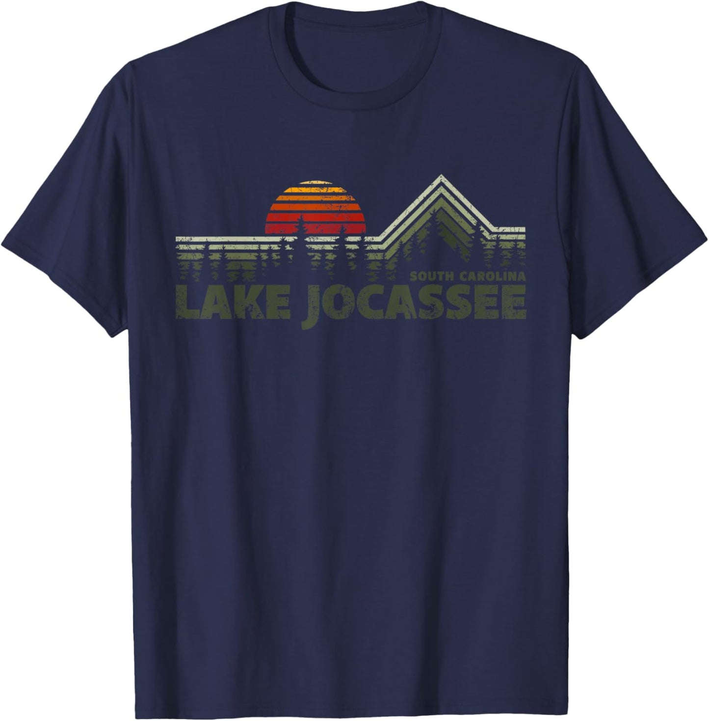 Lake Jocassee Retro Nature T-Shirt - T-Shirt | Navy