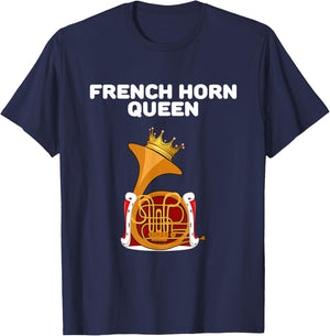Girls French Horn Queen | French Horn T-Shirt - T-Shirt | Navy