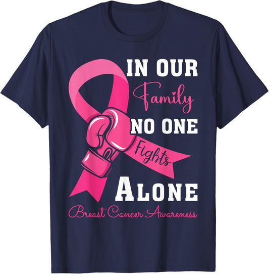 Breast Cancer Support Family Women Breast Cancer Awareness T-Shirt - T-Shirt | Navy