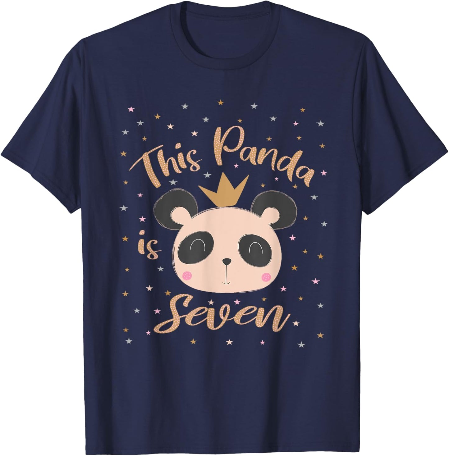 This Little Panda Is Seven Years Old 7th Girl Birthday Party T-Shirt - T-Shirt | Navy