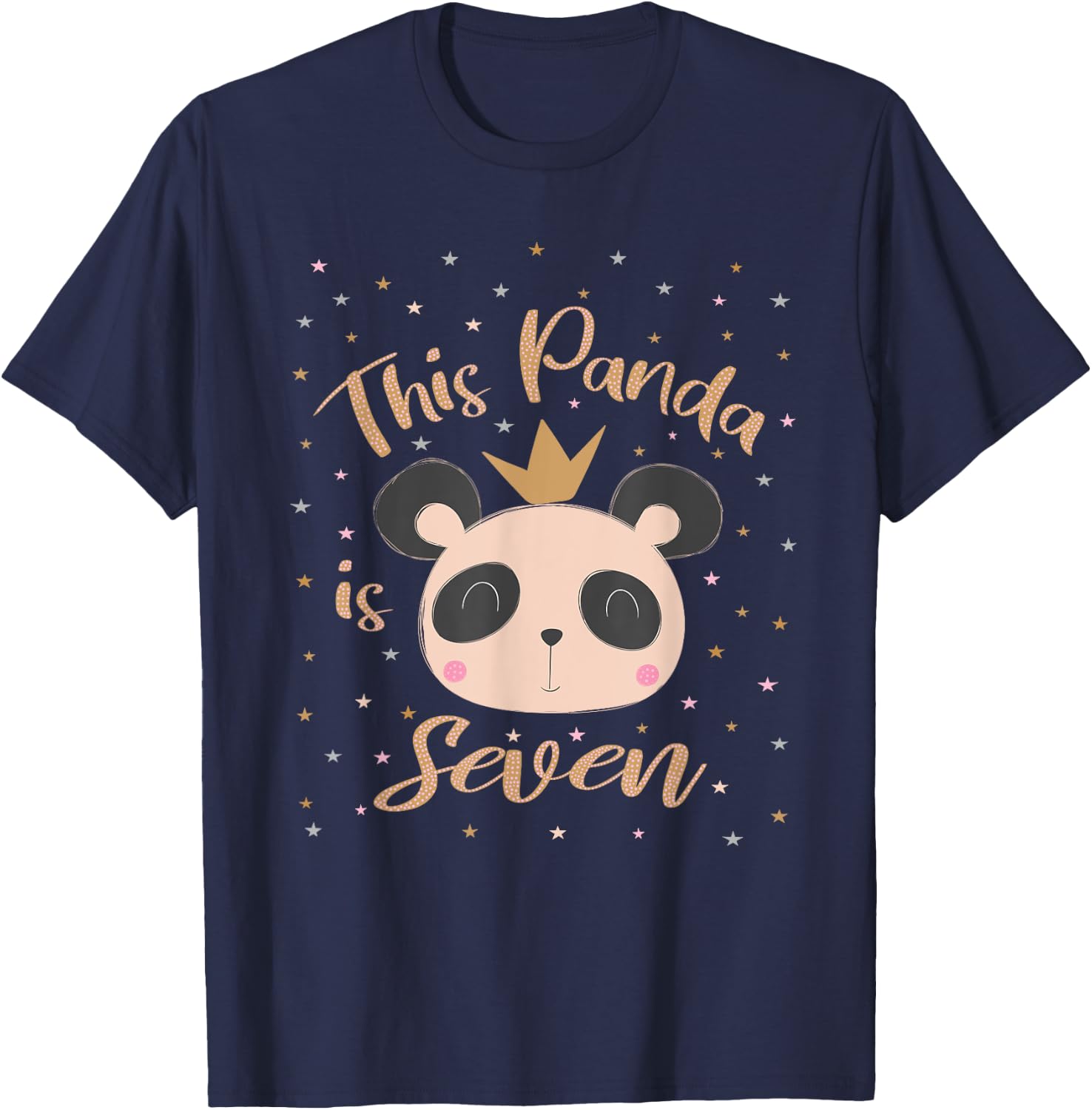 This Little Panda Is Seven Years Old 7th Girl Birthday Party T-Shirt - T-Shirt | Navy