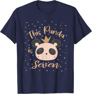 This Little Panda Is Seven Years Old 7th Girl Birthday Party T-Shirt - T-Shirt | Navy