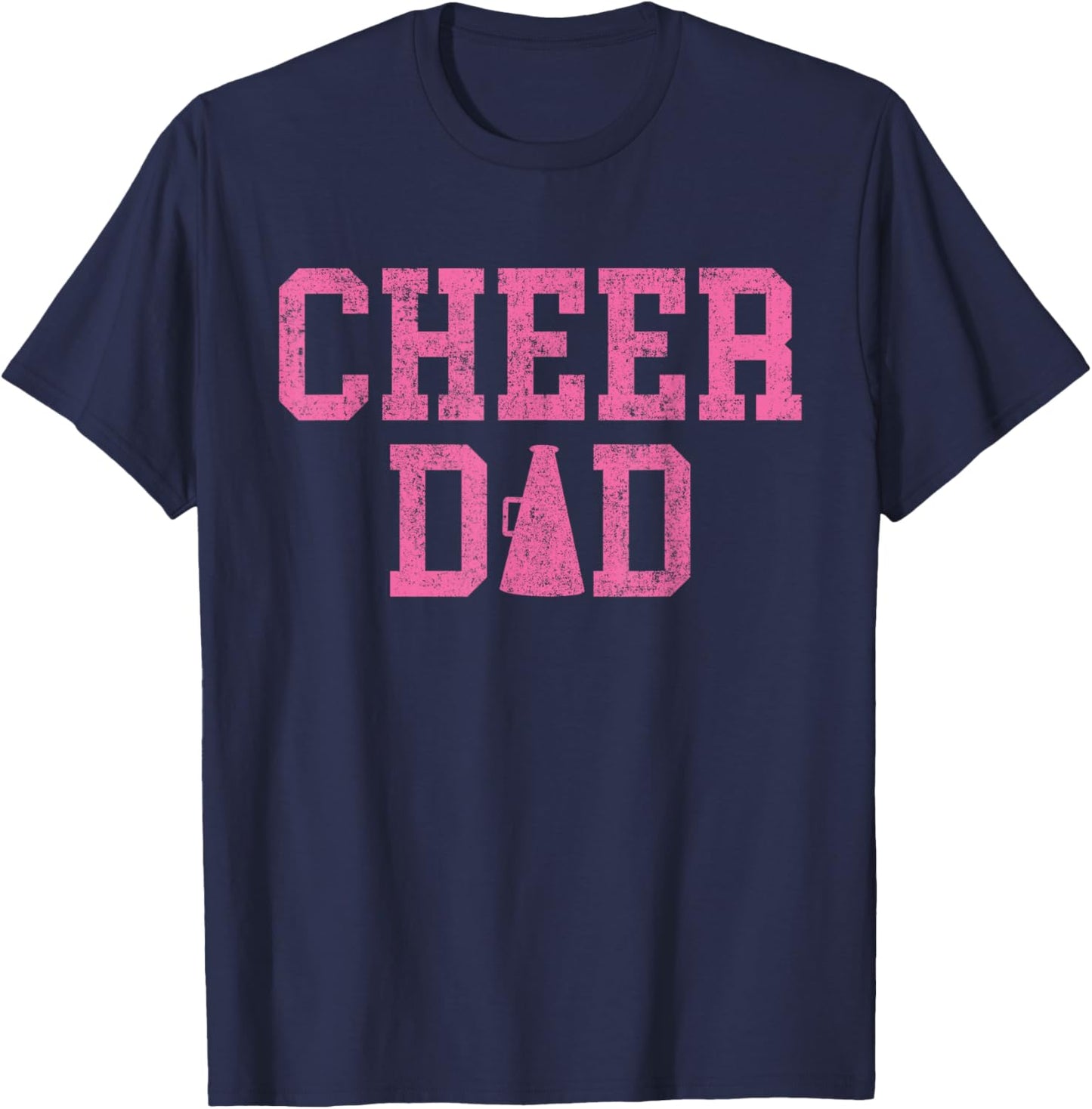 Cheer Dad Vintage Retro Cheerleading Pink T-Shirt - T-Shirt | Navy