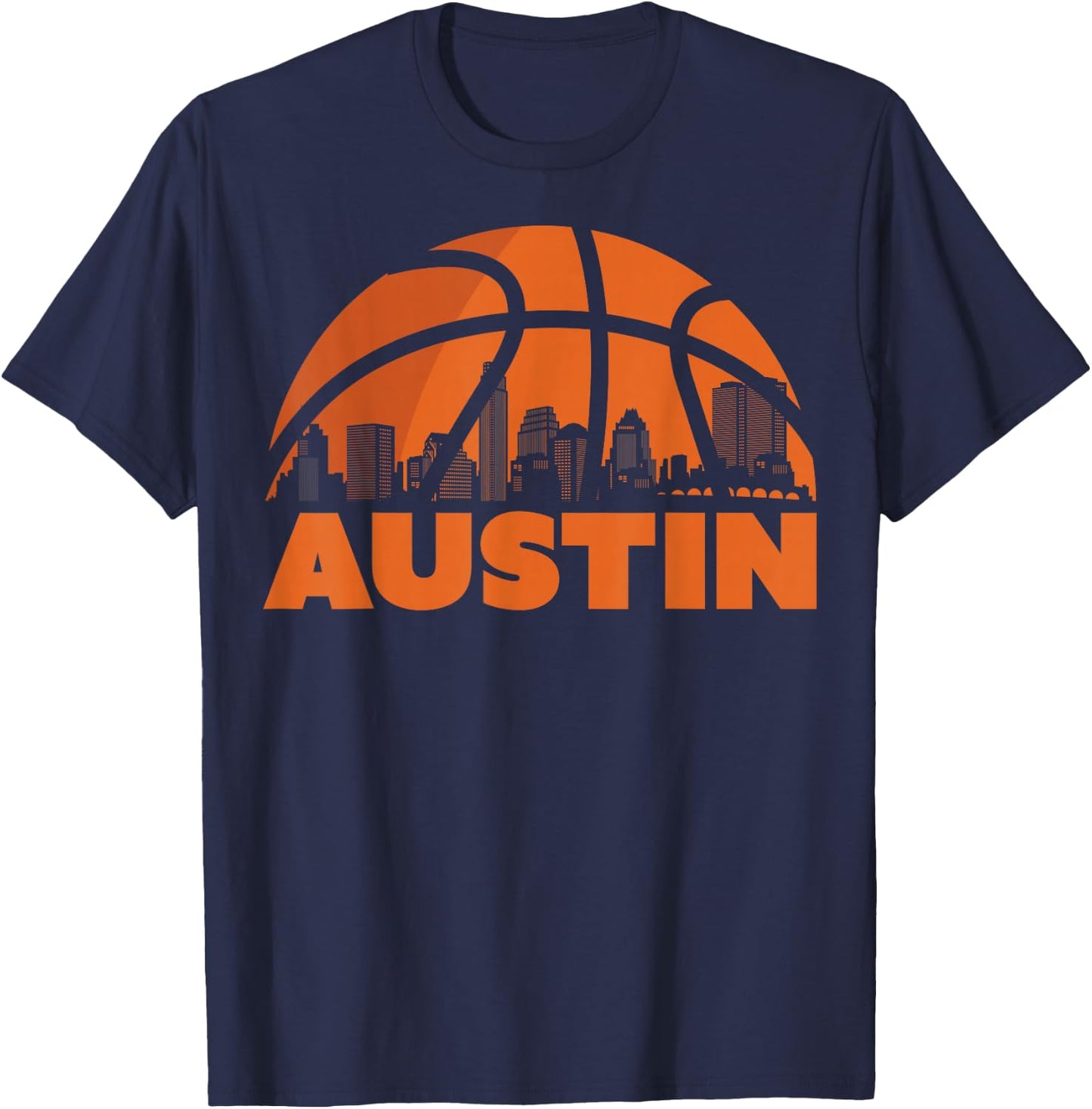 Austin City Skyline Texas Basketball Fan Jersey T-Shirt - T-Shirt | Navy