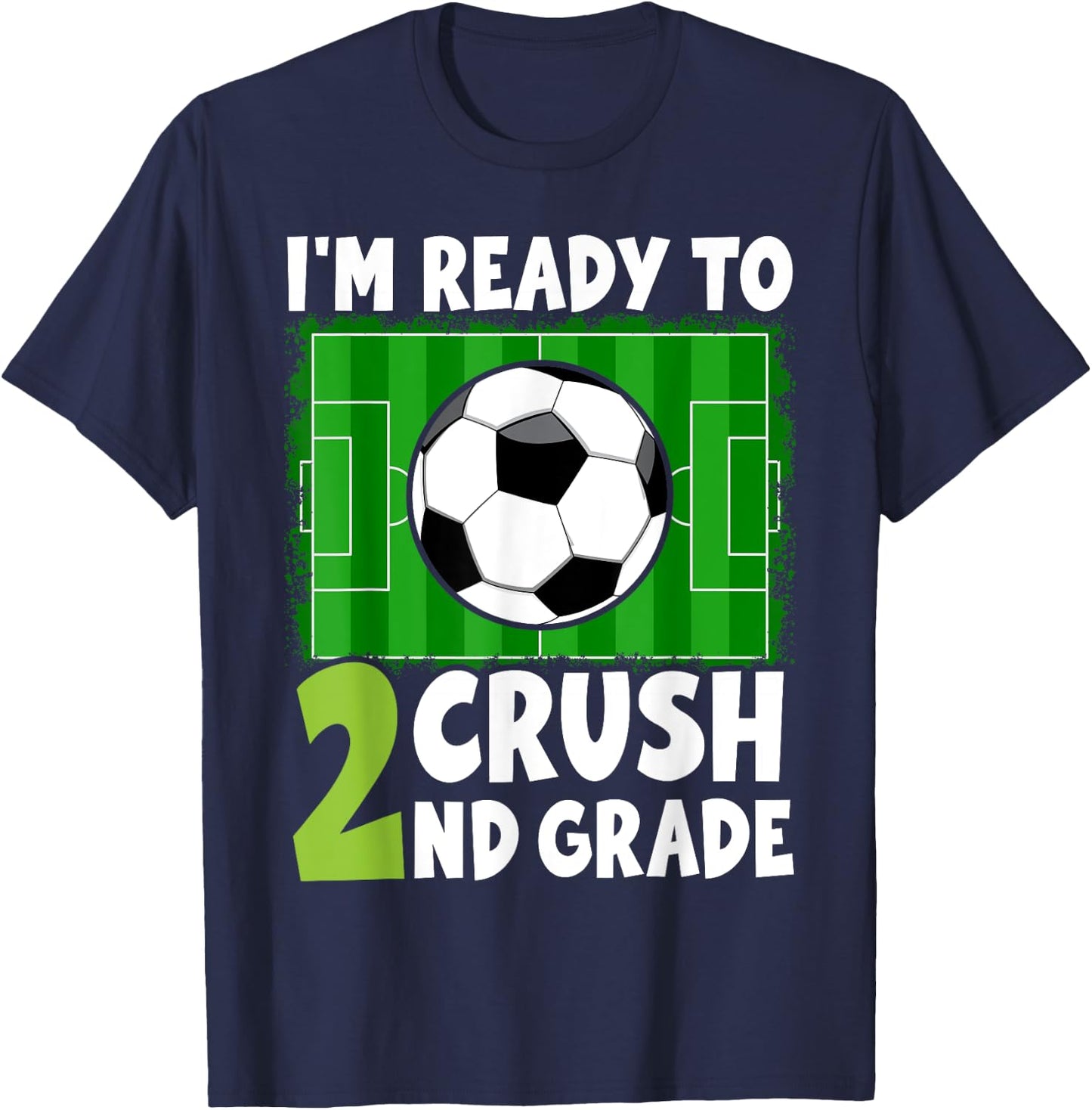 Back to School First Day of 2nd Grade Soccer Boys Kids T-Shirt - T-Shirt | Navy