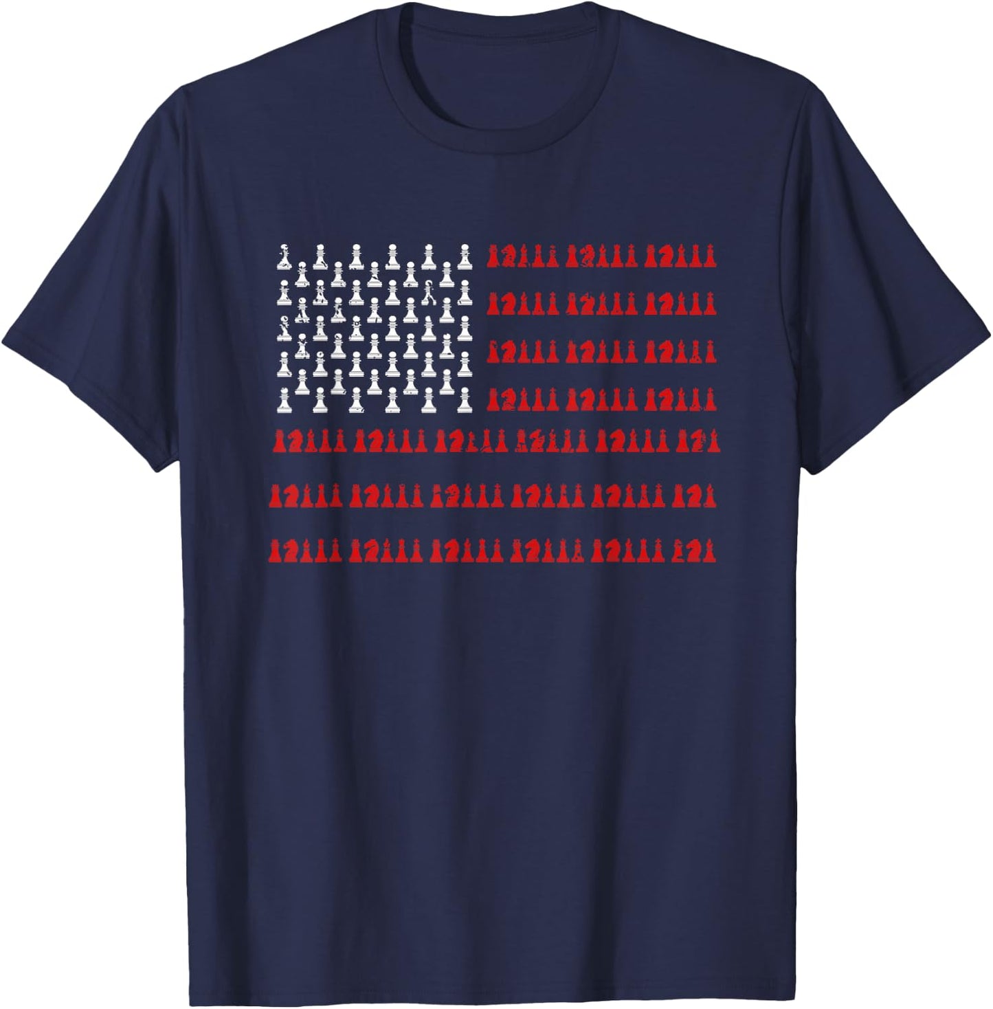 Chess Piece USA Flag Chess Player Gift Chess T-Shirt - T-Shirt | Navy