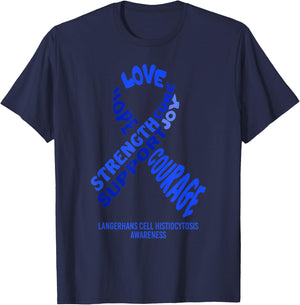Langerhans Cell Histiocytosis Awareness Ribbon With Words T-Shirt - T-Shirt | Navy