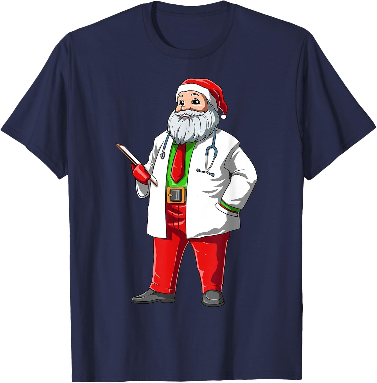 Nurse Christmas Santa Doctor Christmas Medical Santa Nursing T-Shirt - T-Shirt | Navy