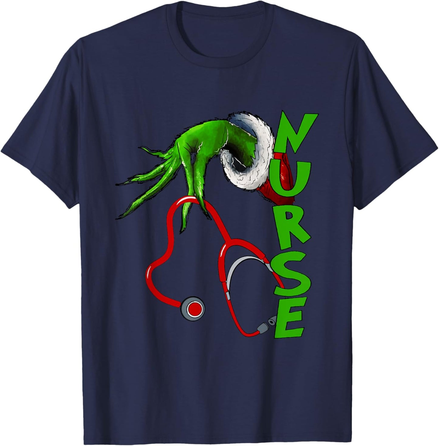 Nurse Christmas Stethoscope Nurses Xmas Pajamas PJs Women T-Shirt - T-Shirt | Navy