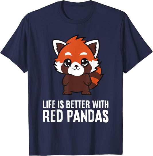 Life Is Better With Red Pandas Funny Red Panda Lover T-Shirt - T-Shirt | Navy