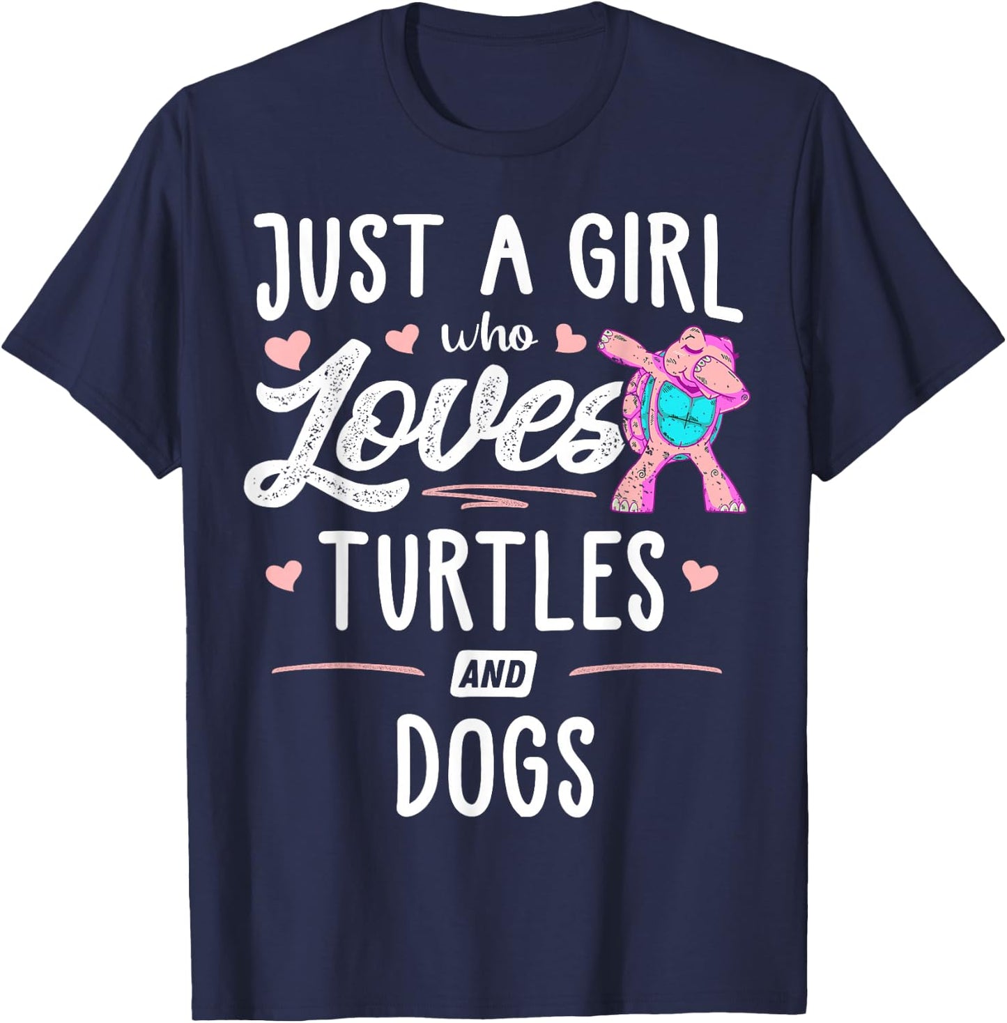 Just A Girl Who Loves Turtles And Dogs Gift Women T-Shirt - T-Shirt | Navy