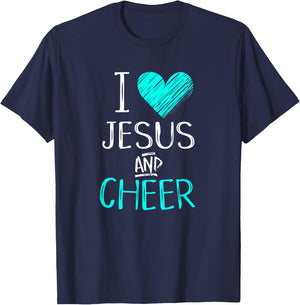 I Love Jesus And Cheer Christian Cheerleading Sport Shirt T-Shirt - T-Shirt | Navy