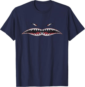 Shark Teeth Nose Art Warhawk P-40 A-10 Warthog War Plane T-Shirt - T-Shirt | Navy