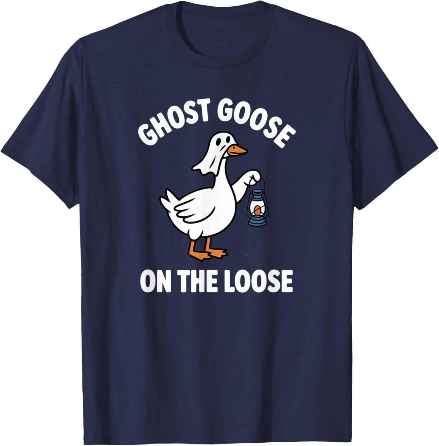 Funny Ghost Goose On The Loose Pun Halloween Lover Costume T-Shirt - T-Shirt | Navy