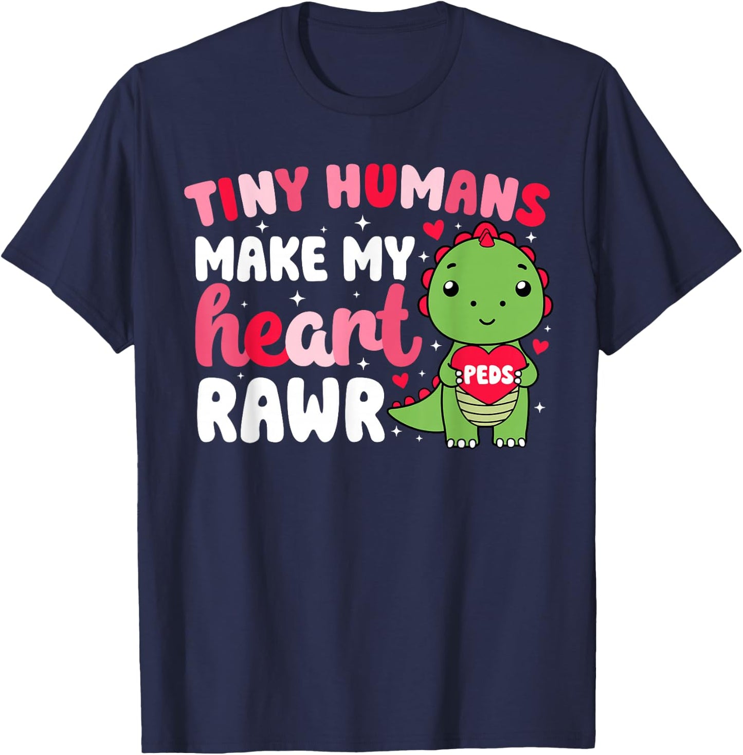 Peds Nurse Valentine Pediatric Nurse Valentines Day T-Shirt - T-Shirt | Navy