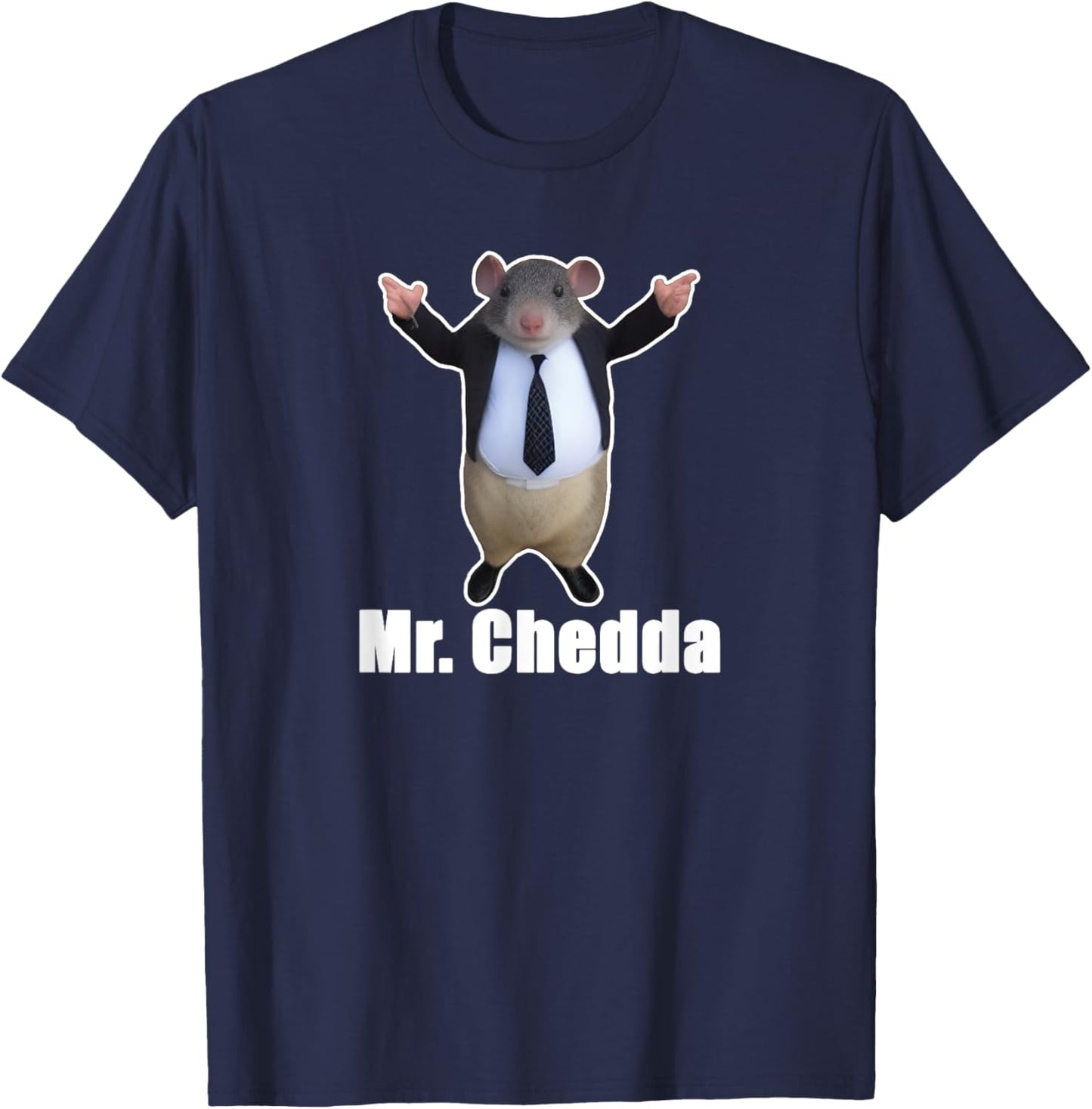 Mr Chedda Memes Black Cartoon Meme , -Adults, Small, Short Sleeve T-Shirt - T-Shirt | Navy