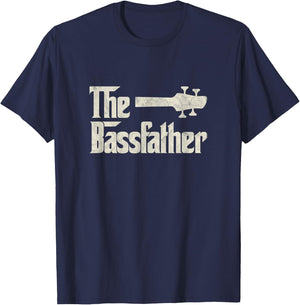 The Bassfather - Distressed Bass Player Dad Fathers Day T-Shirt - T-Shirt | Navy