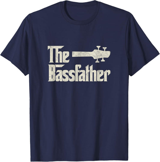 The Bassfather - Distressed Bass Player Dad Fathers Day T-Shirt - T-Shirt | Navy