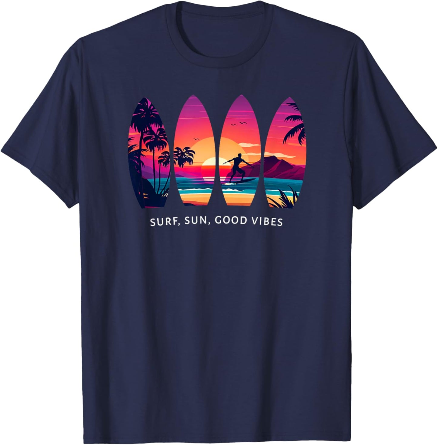 Surfing Surf Board Beach Surfer Gift Vintage T-Shirt - T-Shirt | Navy