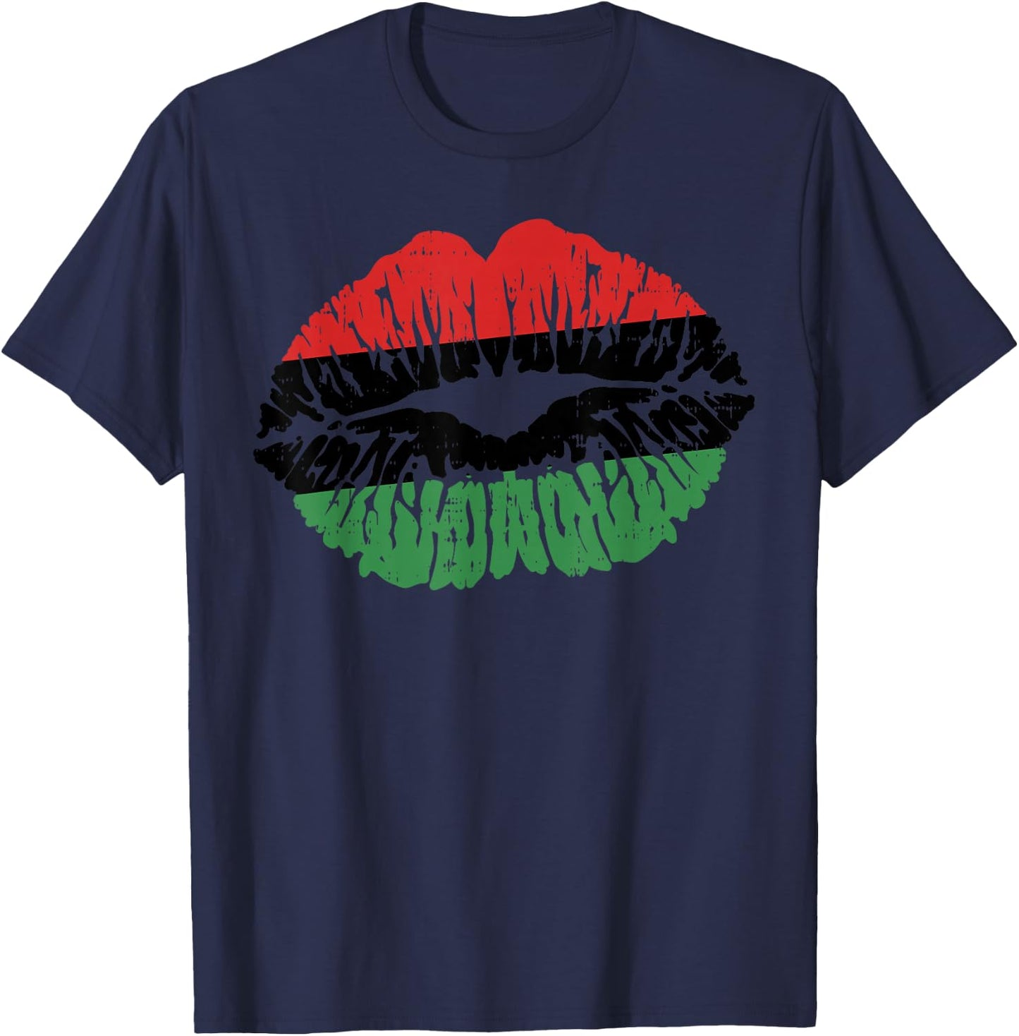 African Lips Flag Melanin Black History Month Pride Women T-Shirt - T-Shirt | Navy