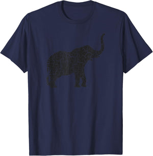 Elephant Distressed Print - Vintage Elephant T-Shirt - T-Shirt | Navy