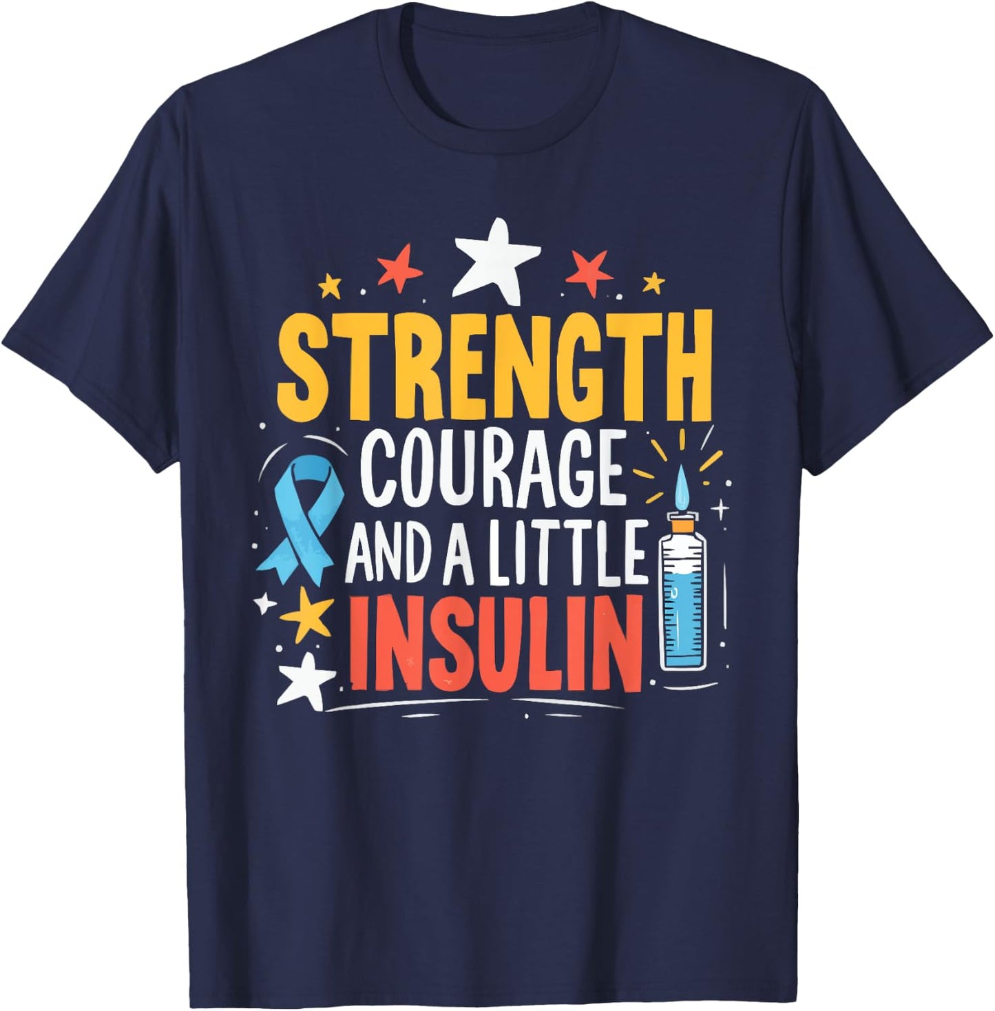 T1D Warrior Insulin Diabetic Type 1 Diabetes Awareness T-Shirt - T-Shirt | Navy