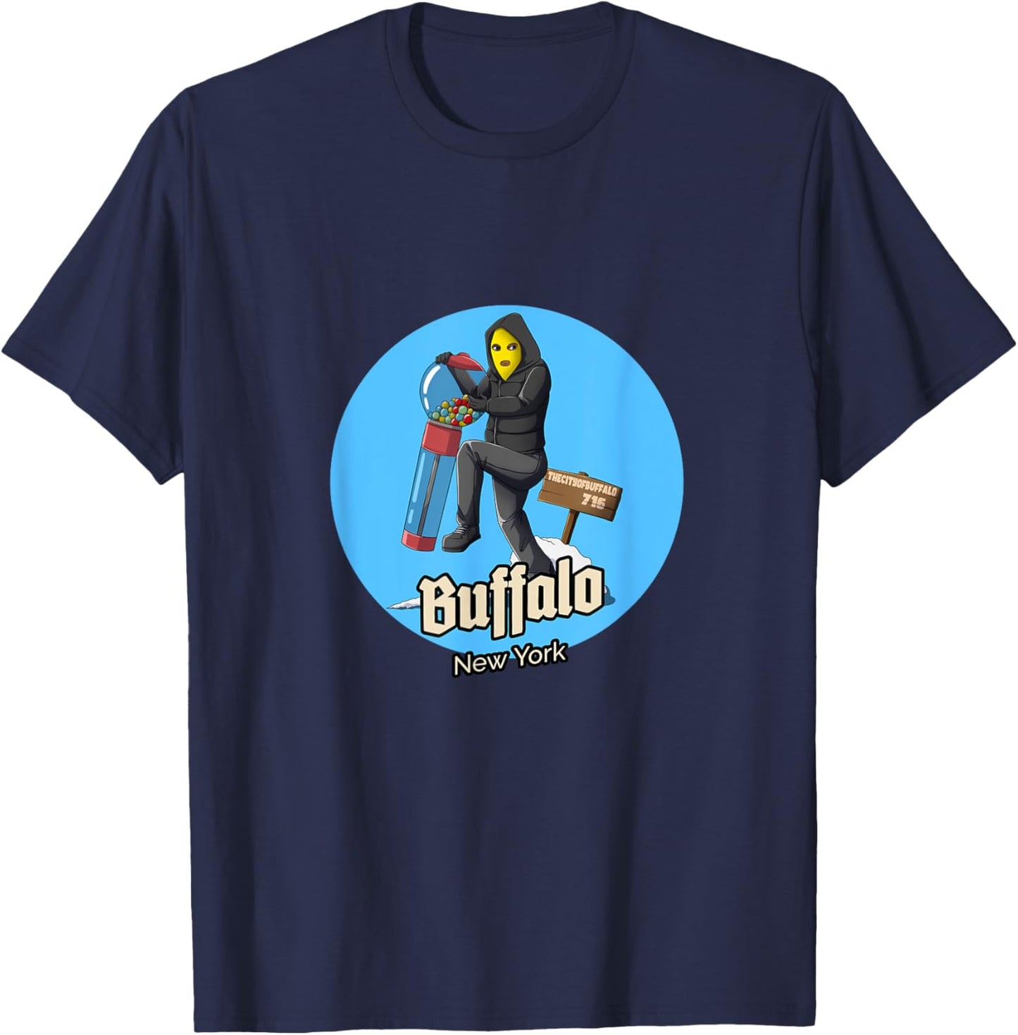 Gumball Gangster Buffalo NY SKI mask T-Shirt - T-Shirt | Navy